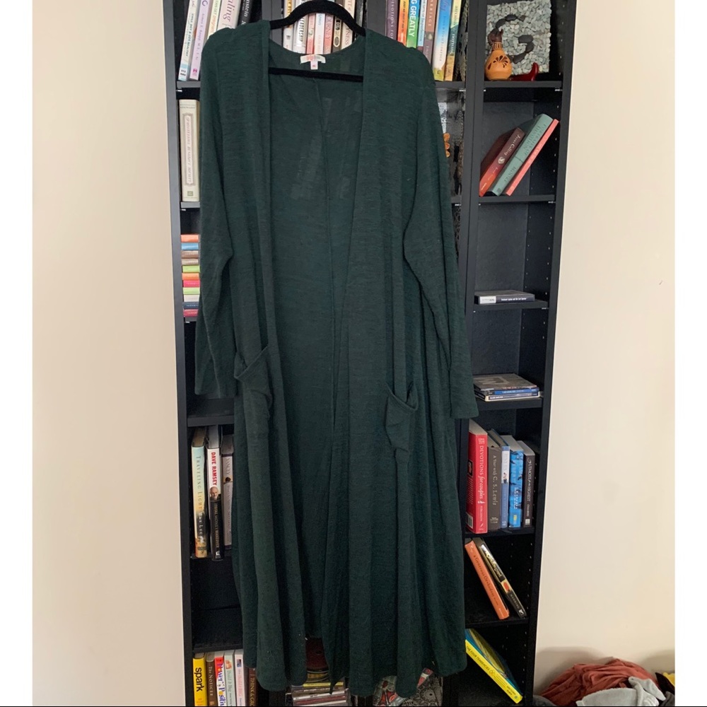 LuLaRoe Sarah Hunter Green Duster Cardigan